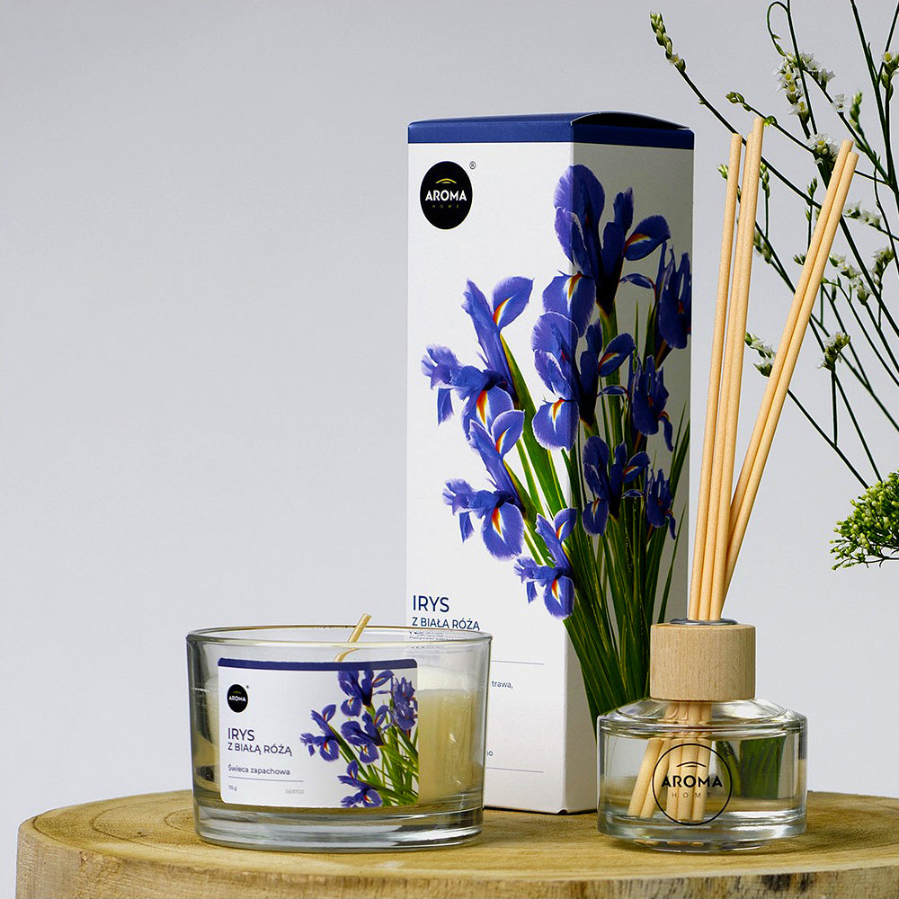 REED DIFFUSER - BASIC LINE - IRIS WITH A WHITE ROSE