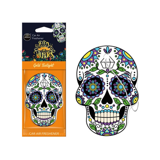 CAR AIR FRESHENER - CELLULOSE DIA DE LOS MUERTOS - GOLD TATTOO