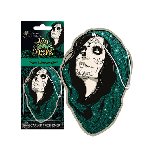 CAR AIR FRESHENER - CELLULOSE DIA DE LOS MUERTOS - GREEN DIAMOND GIRL