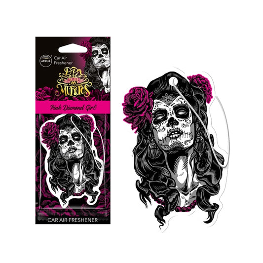 CAR AIR FRESHENER - CELLULOSE DIA DE LOS MUERTOS - PINK DIAMOND GIRL