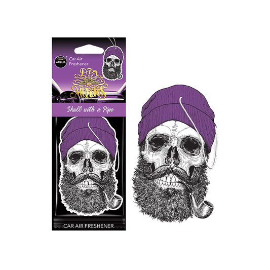 CAR AIR FRESHENER - CELLULOSE DIA DE LOS MUERTOS - SKULL WITH A PIPE